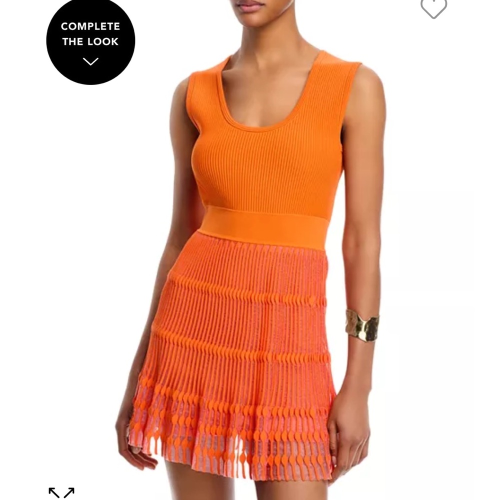 Milly Orange Ribbed Knit Dress